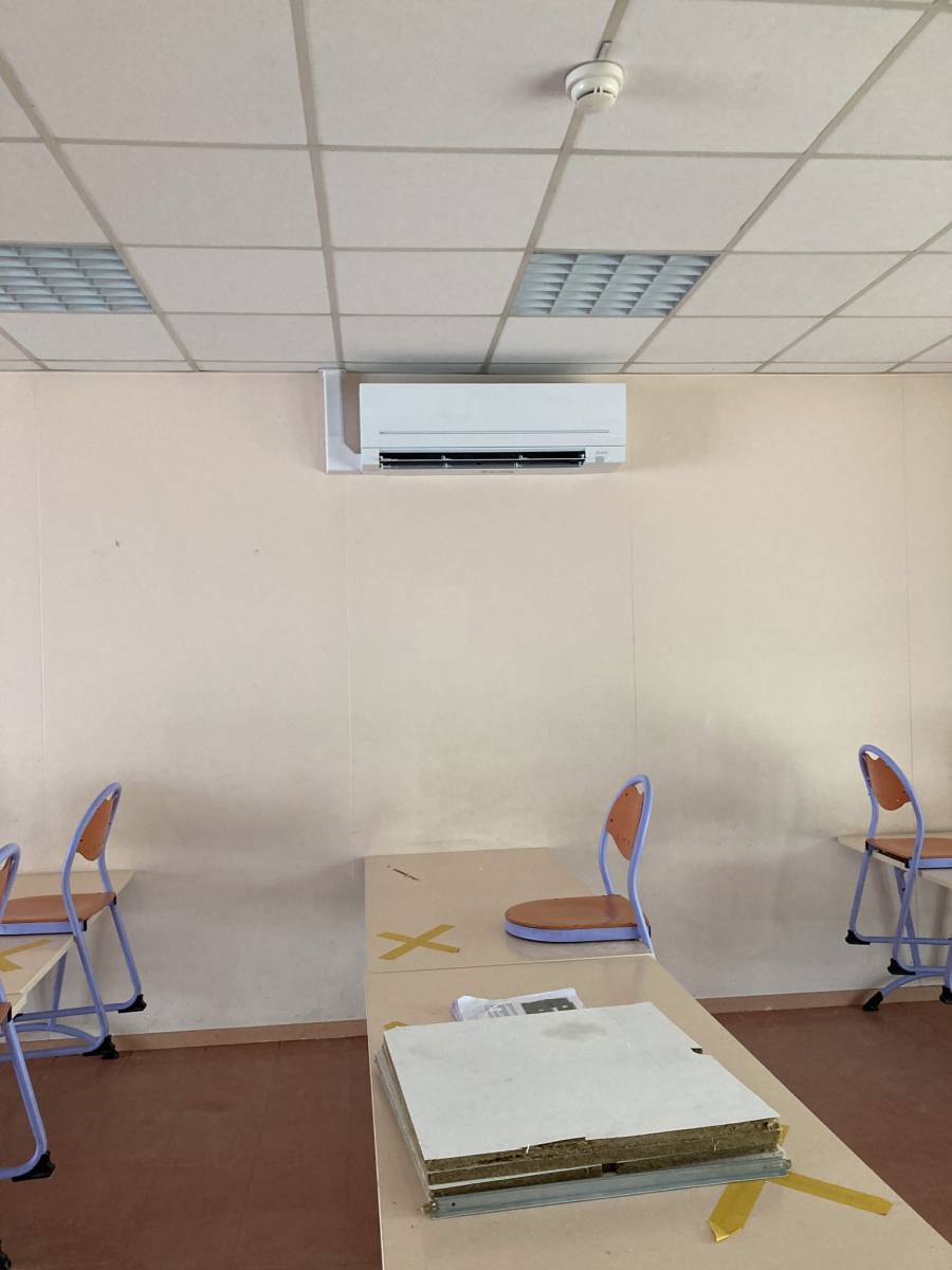 Climatisation murale Mitsubishi Electric dans le réfectoire de la centrale nucléaire de Blaye