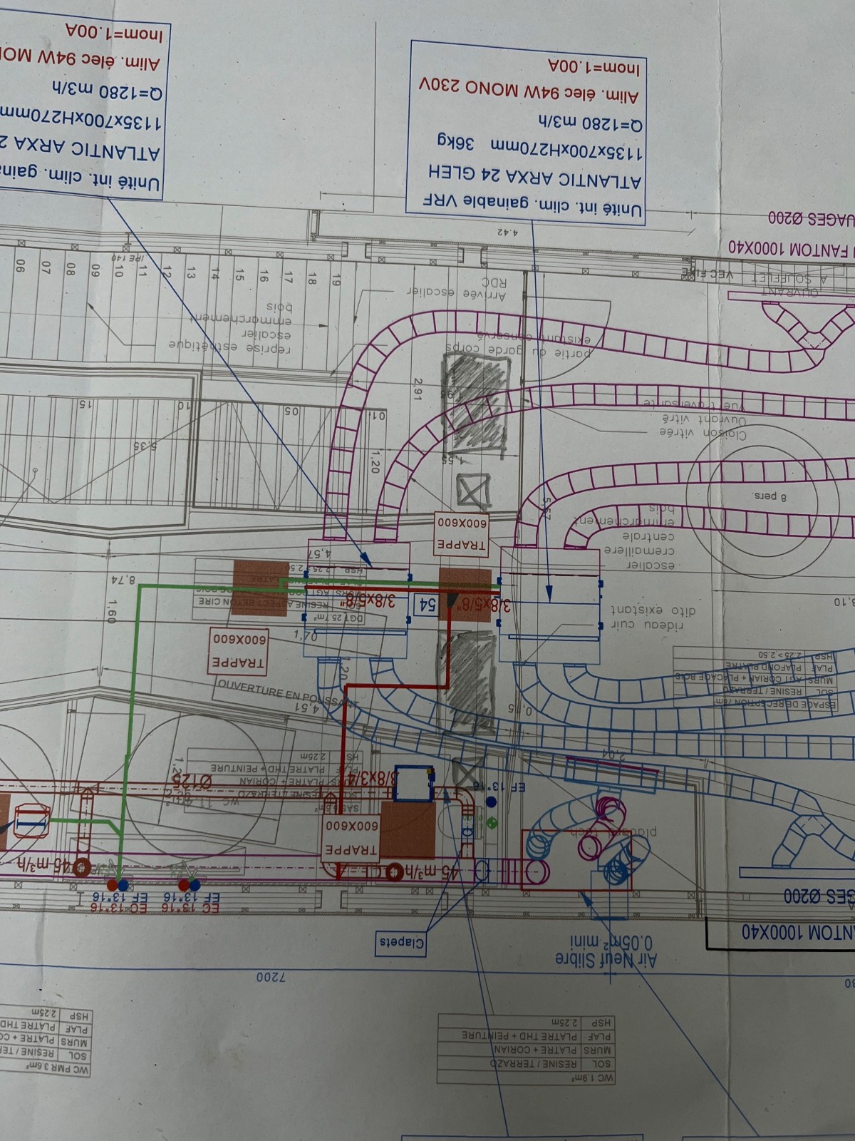 Plan d'exécution de la climatisation VRV Atlantic du château Petit Village